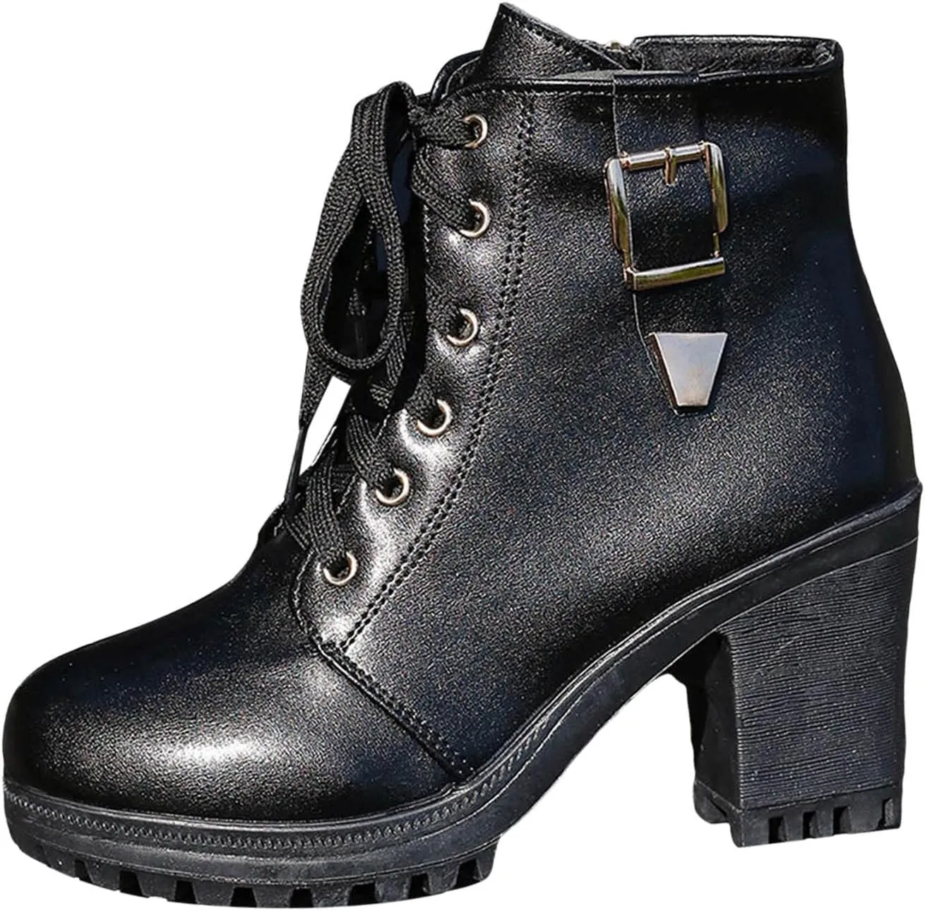 Cathalem Boots Chunky Heel Boot for Women Ankle Booties Womens Black Platform Bead Lolita DressBootie Dress Punk Shoes with Zipper Wedge High Heel Booties