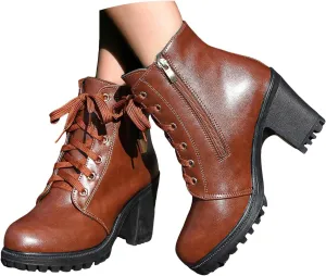 Cathalem Boots Chunky Heel Boot for Women Ankle Booties Womens Black Platform Bead Lolita DressBootie Dress Punk Shoes with Zipper Wedge High Heel Booties