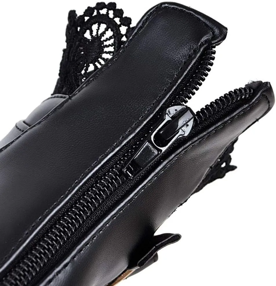 Cathalem Boots Chunky Heel Boot for Women Ankle Booties Womens Wedge Platform Lace Up Lolita Dress Bootie Dress Punk Shoes with Zipper Wedge High Heel Bootie