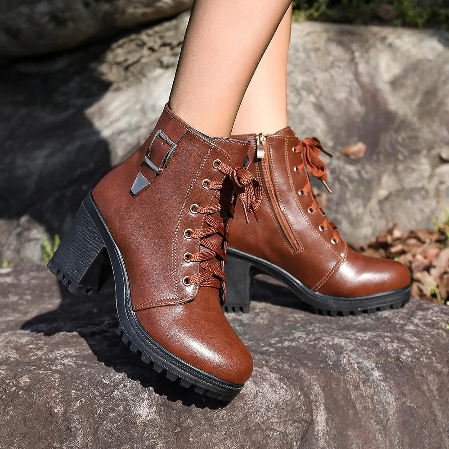Cathalem Gothic Boots for Women Goth Platform Chunky Boots High Heel Black Ankle Booties Rivets Punk Combat Boot Shoes