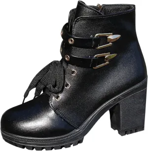 Cathalem Gothic Boots for Women Goth Platform Chunky Boots High Heel Black Ankle Booties Rivets Punk Combat Boot Shoes