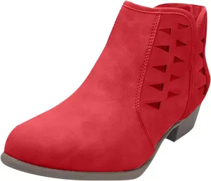 Cathalem Womens Ankle Booties, Womens Perforated Cut Out Stacked Block Heel Ankle Booties Womens Boots Fall 2024