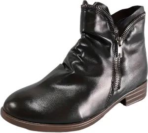 Cathalem Womens Ankle Boots Low Heel Flat Booties Chunky Stacked Pointed Toe Buckle Fall Western Dress Shoes