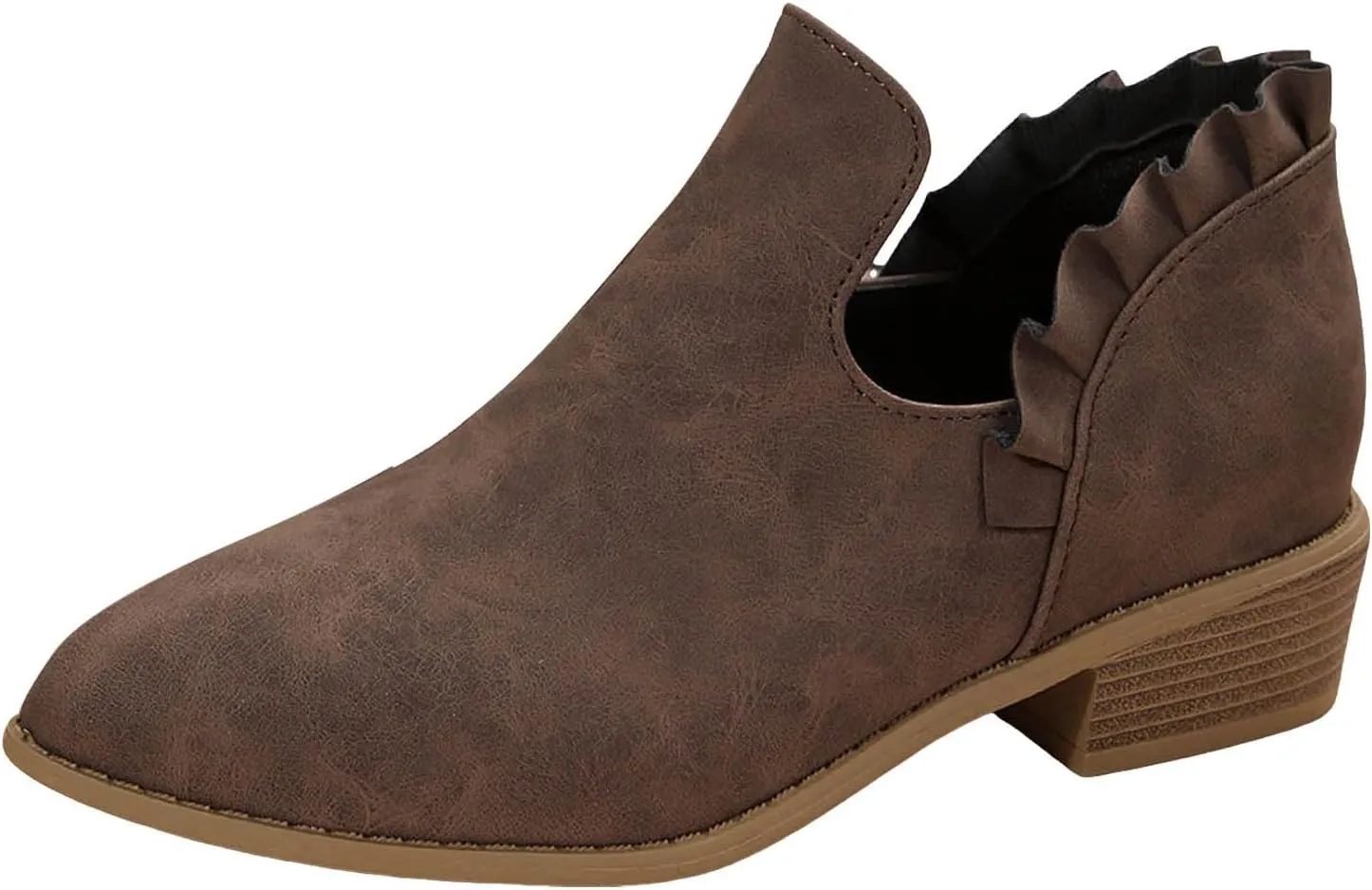 Cathalem Women's Ankle Boots Low Heels Chunky Cutout Booties Perforated Western Shoes Low Heel Arch Support Boots