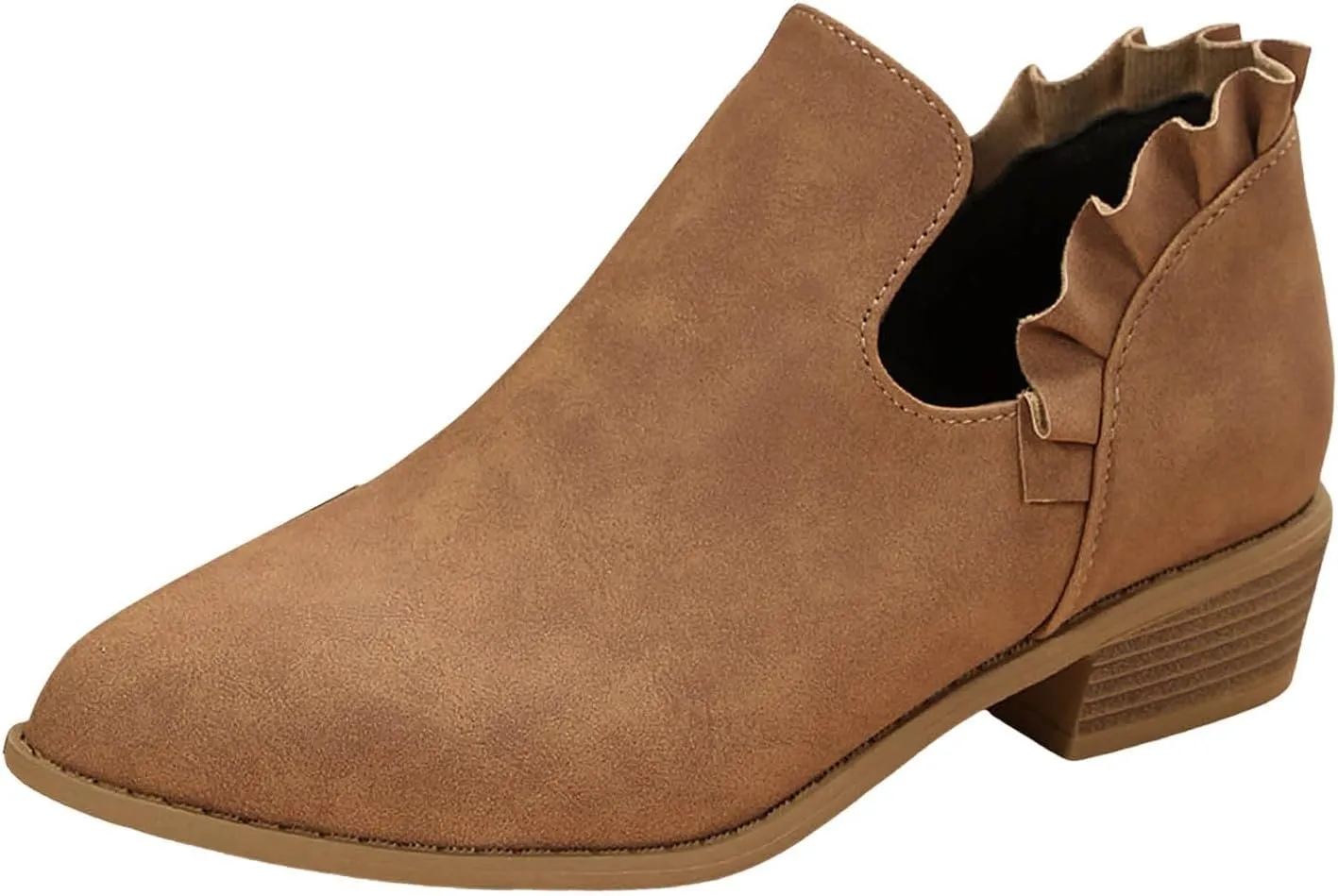Cathalem Women's Ankle Boots Low Heels Chunky Cutout Booties Perforated Western Shoes Low Heel Arch Support Boots