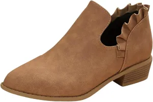 Cathalem Women's Ankle Boots Low Heels Chunky Cutout Booties Perforated Western Shoes Low Heel Arch Support Boots