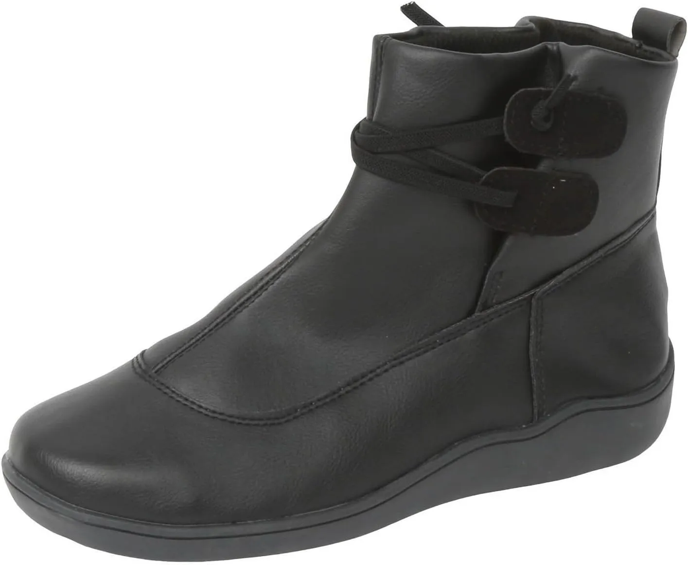 Cathalem Women's Ankle Boots No Heel Fall Cutout Booties Ankle Heels Low Stacked Ruffle Slip On Dress Short Boots Shoes