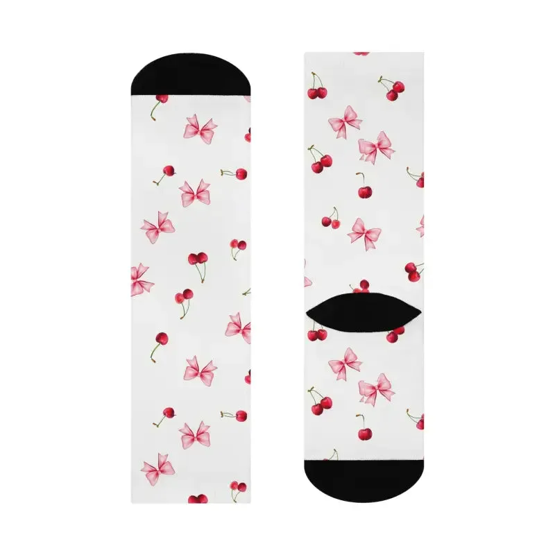 Cherry Bow Cushioned Crew Socks Vibrant and Comfy