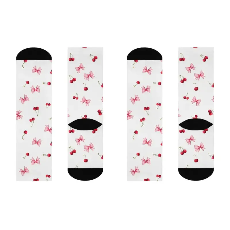 Cherry Bow Cushioned Crew Socks Vibrant and Comfy