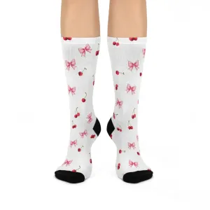 Cherry Bow Cushioned Crew Socks Vibrant and Comfy