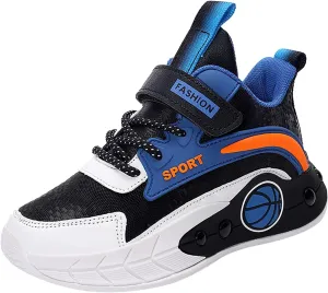 Childrens Boys Basketball Sneakers High Top Non Slip Padded Lace Sport Shoes Kids Flat Strap Breathable Sneakers