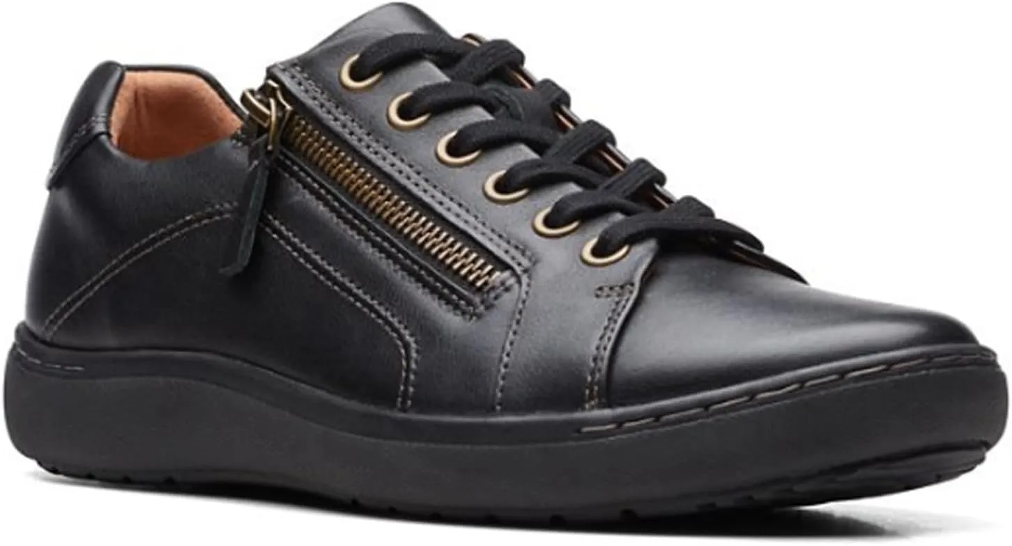 Clarks Women's Nalle Lace Sneaker, Black/Black, Size 7.5