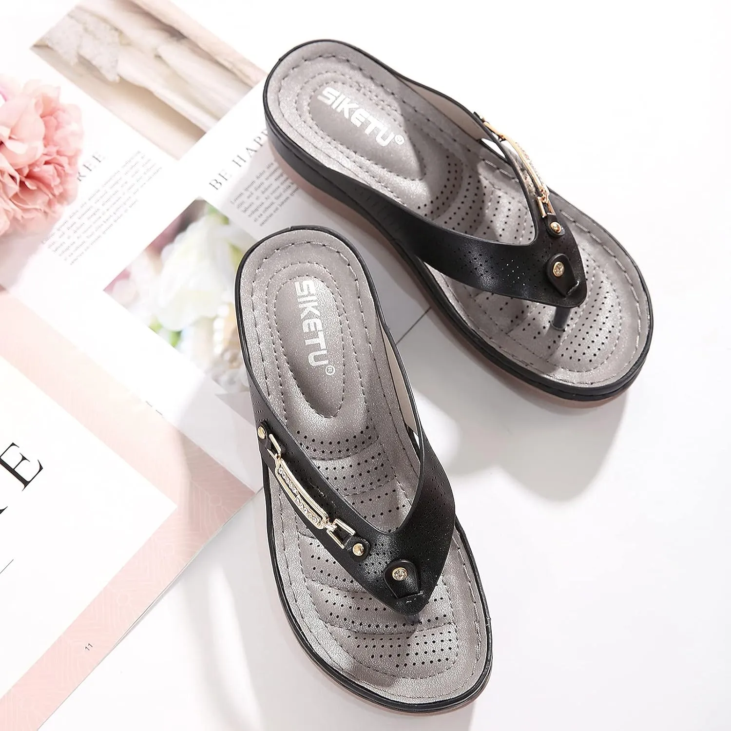 Comfortable Orthopedic Sandals Women Dressy Wedge Summer Walking Platform Footwear Casual Flip Flops Arch Support Open Toe