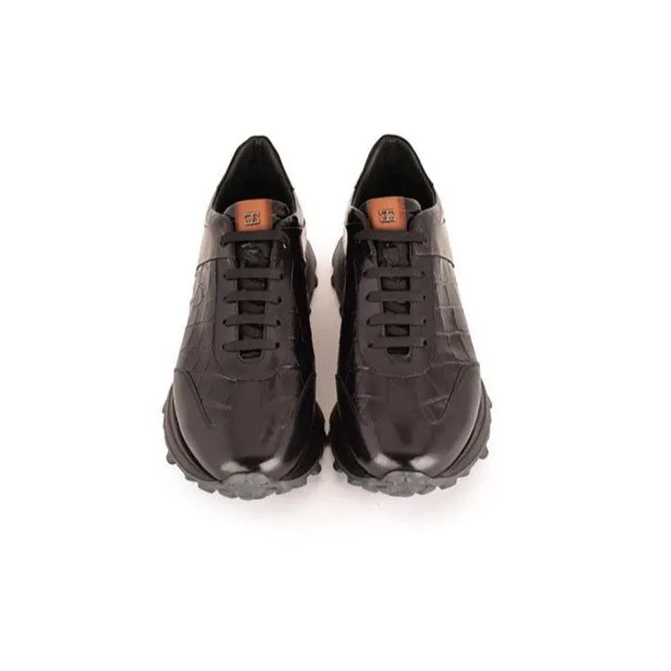 Corrente 7766 Men's Shoes Crocodile Print Leather Fashion Sneakers (CRT1518)