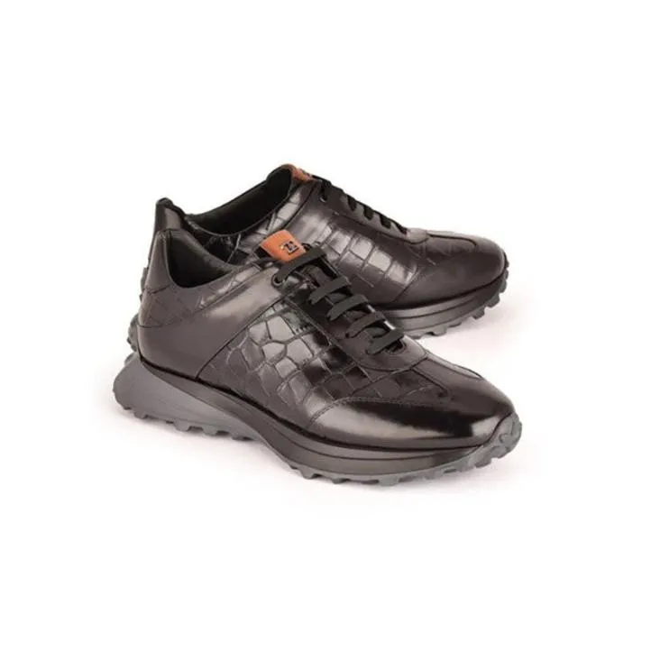 Corrente 7766 Men's Shoes Crocodile Print Leather Fashion Sneakers (CRT1518)