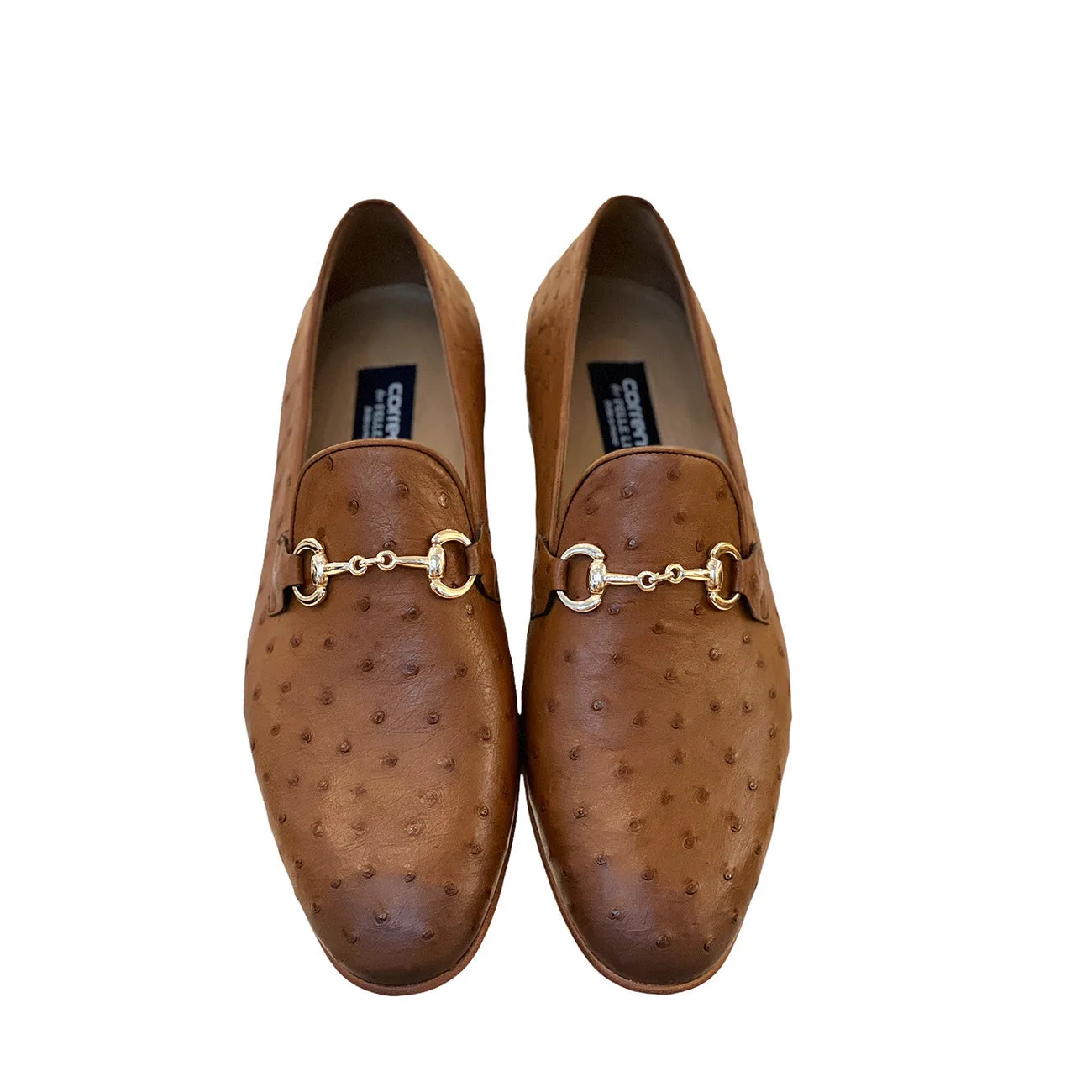 Corrente C02203 5405 Men's Shoes Tan Genuine Ostrich Bit Buckle Loafers (CRT1376)