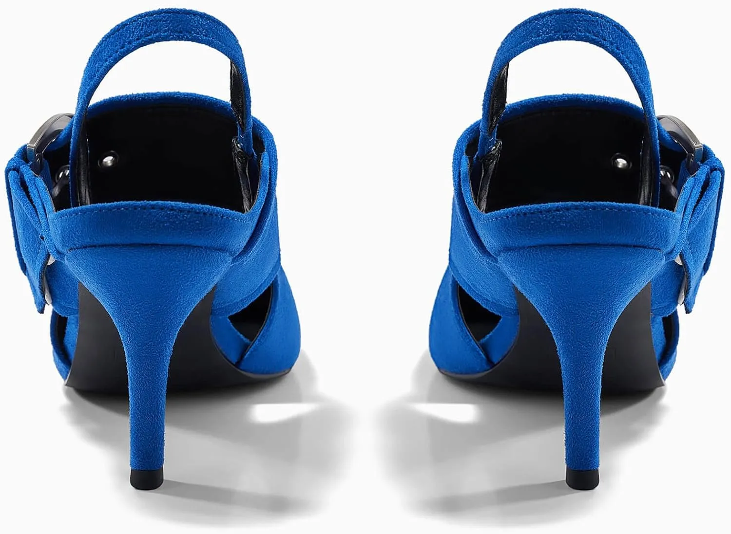 Coutgo Womens Slingback Pumps Closed Pointed Toe High Heels Belt Buckle Strap Dressy Work Shoes
