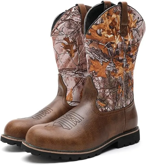 Cowboy Boots For Men Classic Retro Vintage Embroidered Dress Boots Traditional Country Men's Motorcycle Boots
