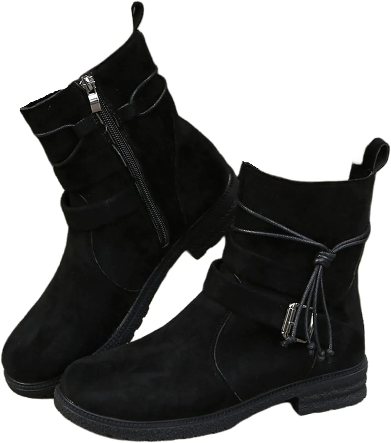 Cowgirl Bo_ots Wide_Calf Mid_Calf Dress bo_ots for Women Biker bo_ots Low He_el Side Zipper Combat Riding Ankle bo_oties