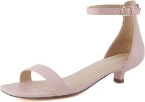 CUSHIONAIRE Solo Womens Kitten Heel Dress Sandal  1 Band Ankle Strap Heel with Cushioned Footbed & Faux Suede Upper