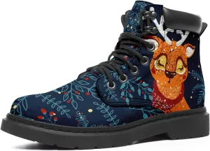 Custom Christmas Shoes, Christmas Santa Claus Boots Vegan Leather Lace up Boots Personalized Christmas Gift for Family, Friends
