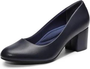 DREAM PAIRS Women's Pumps Low Chunky Block Heel Dress Shoes Closed Round Toe Comfortable Heels
