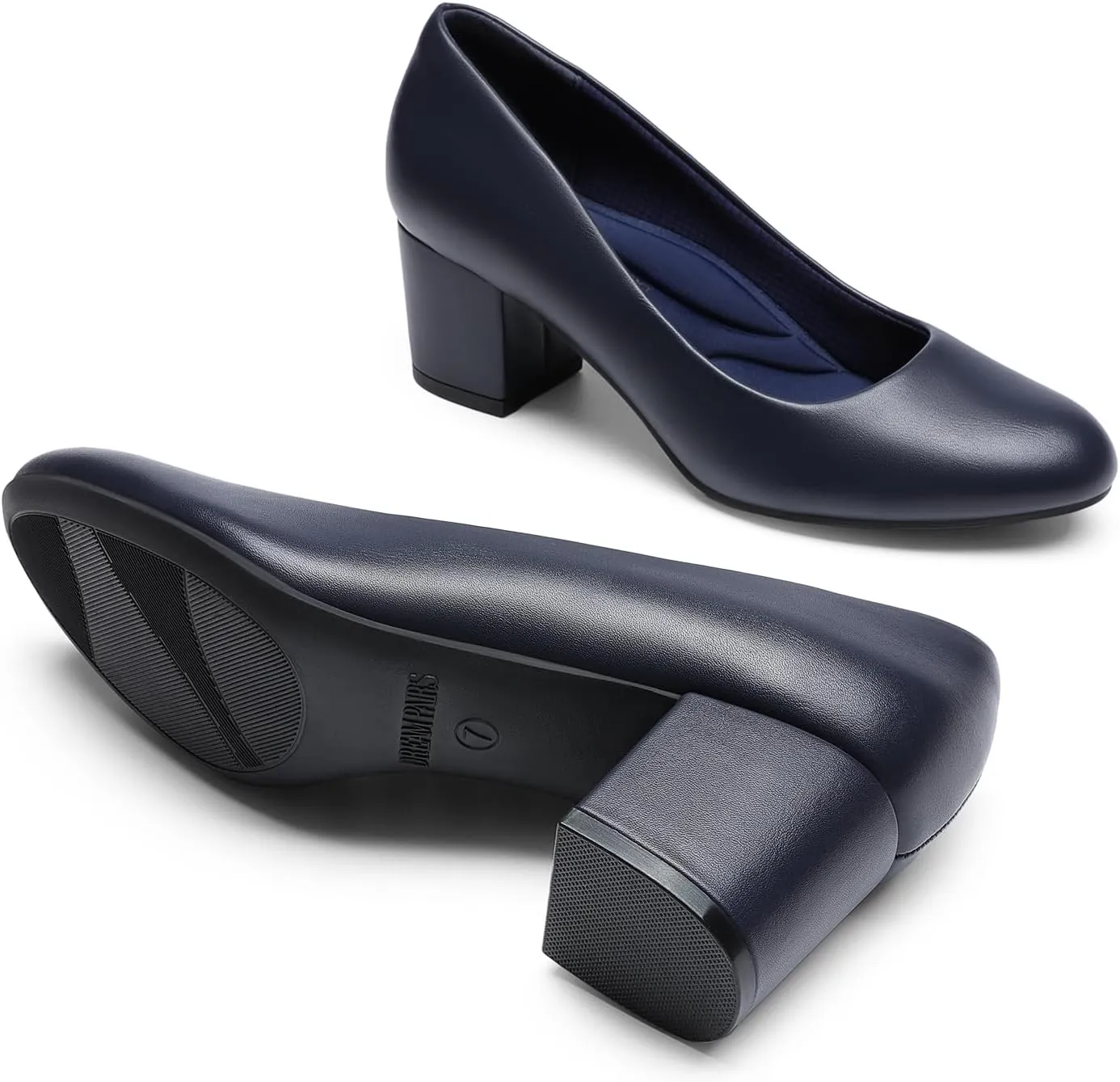DREAM PAIRS Women's Pumps Low Chunky Block Heel Dress Shoes Closed Round Toe Comfortable Heels