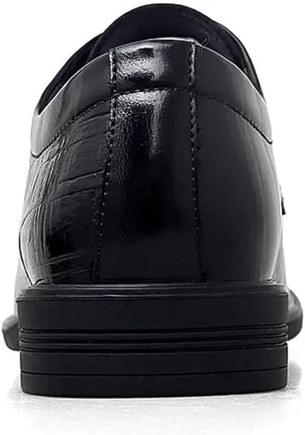 Dress Formal Shoes for Men Lace Up Crocodile Print Split Toe Vegan Leather Resistant Non Slip Rubber Sole Block Heel Anti-Slip Classic
