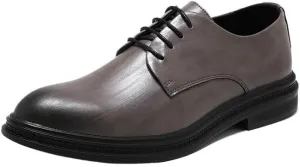 Dress Oxford for Mens Vintage Lace Up Prom Cap Toe Design Vegan Leather Non Slip Low Top Block Heel Anti-Slip Working