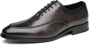 Dress Oxford Formal Shoes for Men Lace Up Apron Toe Burnished Toe Shoes Vegan Leather Anti-Slip Rubber Sole Slip Resistant Low Top Party