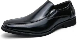Dress Oxford Formal Shoes for Men Slip On Square Toe Bike Toe Vegan Leather Anti-Slip Low Top Rubber Sole Non Slip Outdoor