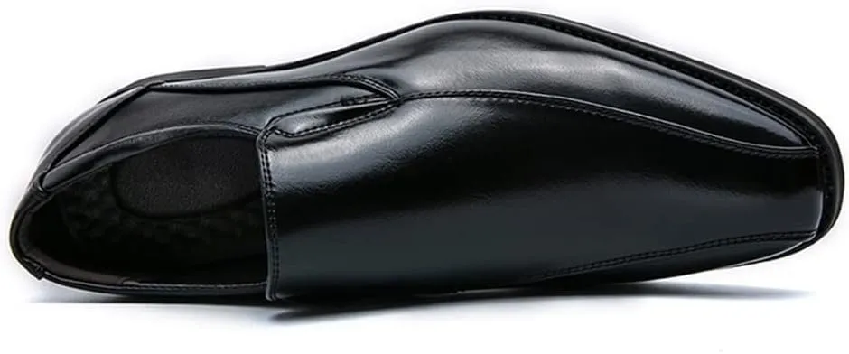 Dress Oxford Formal Shoes for Men Slip On Square Toe Bike Toe Vegan Leather Anti-Slip Low Top Rubber Sole Non Slip Outdoor