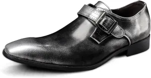 Dress Oxford Shoes for Men Slip On Monk Strap Squre Toe Vegan Leather Rubber Sole Block Heel Slip Resistant Casual