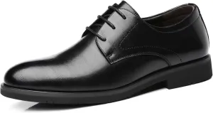 Dress Shoes for Men Lace Up Burnished Round Toe Derby Shoes Vegan Leather Resistant Non Slip Anti-Slip Party
