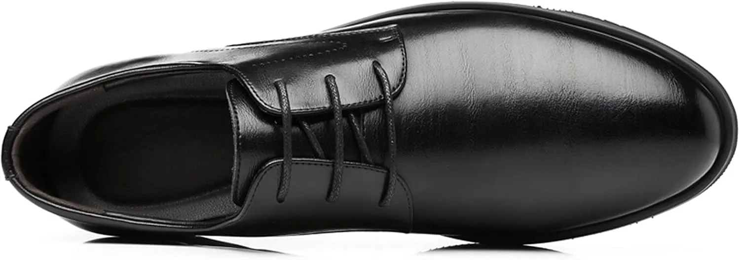 Dress Shoes for Men Lace Up Burnished Round Toe Derby Shoes Vegan Leather Resistant Non Slip Anti-Slip Party