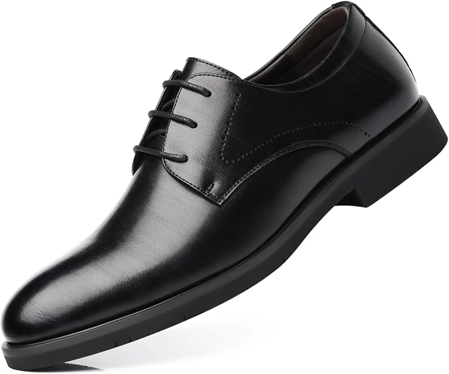 Dress Shoes for Men Lace Up Burnished Round Toe Derby Shoes Vegan Leather Resistant Non Slip Anti-Slip Party