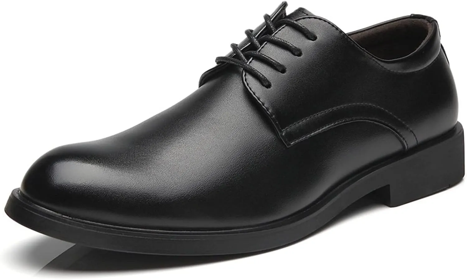 Dress Shoes for Men Lace Up Derby Shoes Round Toe Vegan Leather Non Slip Block Heel Slip Resistant Wedding