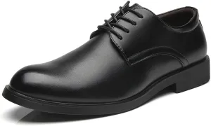 Dress Shoes for Men Lace Up Derby Shoes Round Toe Vegan Leather Non Slip Block Heel Slip Resistant Wedding