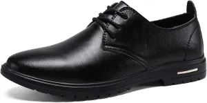 Dress Shoes for Men Lace Up Round Toe Derby Shoes Vegan Leather Low Top Slip Resistant Anti-Slip Non Slip Wedding