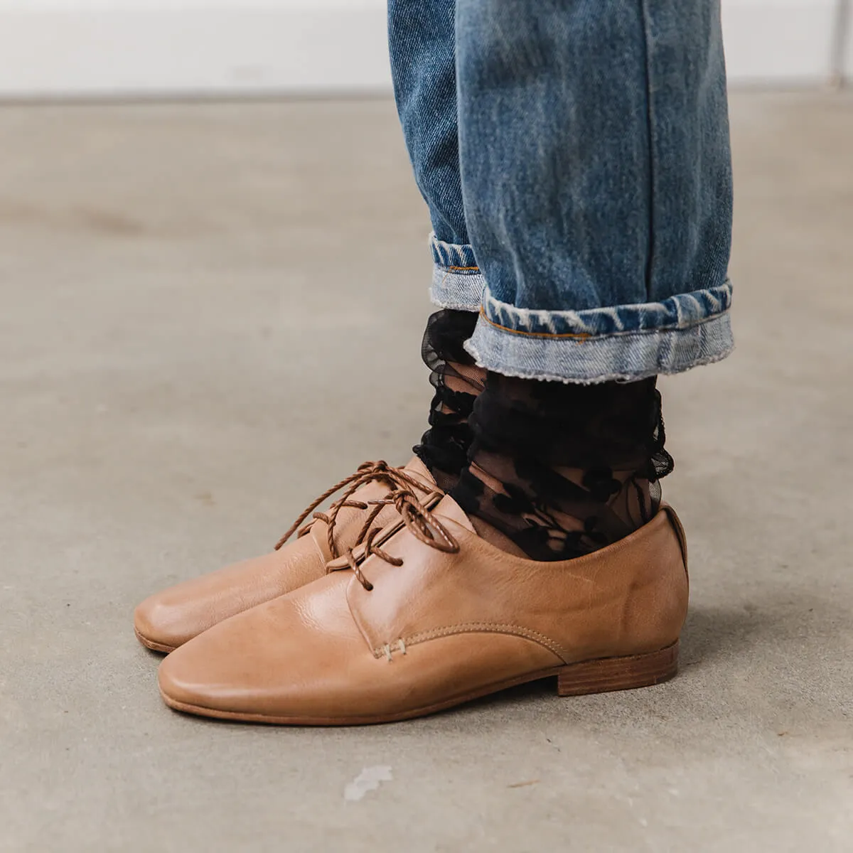 Either Or Cognac Brown Oxford Shoes