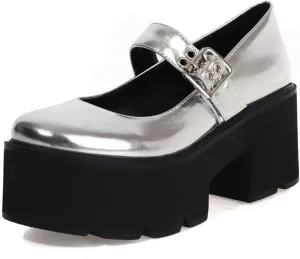 Erocalli Fashion Gothic Platform Lolita Shoes Women's Chunky High Heel Platform Mary Jane Shoes Ankle Strap Pumps