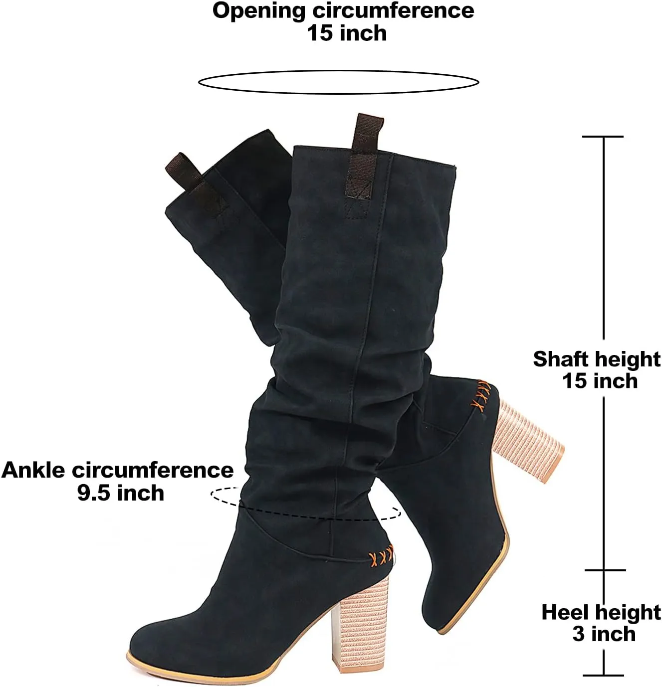 Erocalli Women's Knee High Boot Women Suede Thigh Boot Fashion Chunky Block High Heel Long Boots