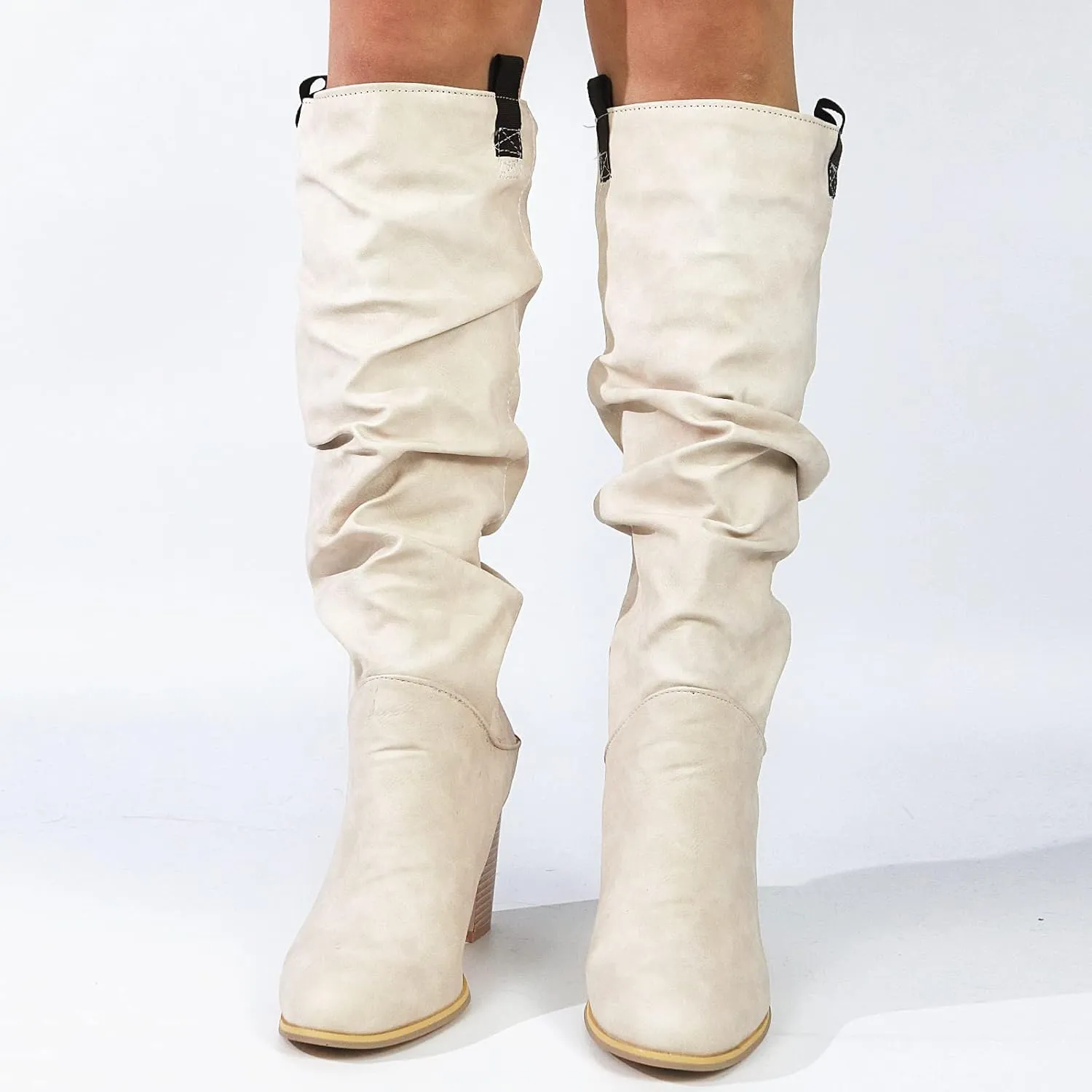 Erocalli Women's Knee High Boot Women Suede Thigh Boot Fashion Chunky Block High Heel Long Boots