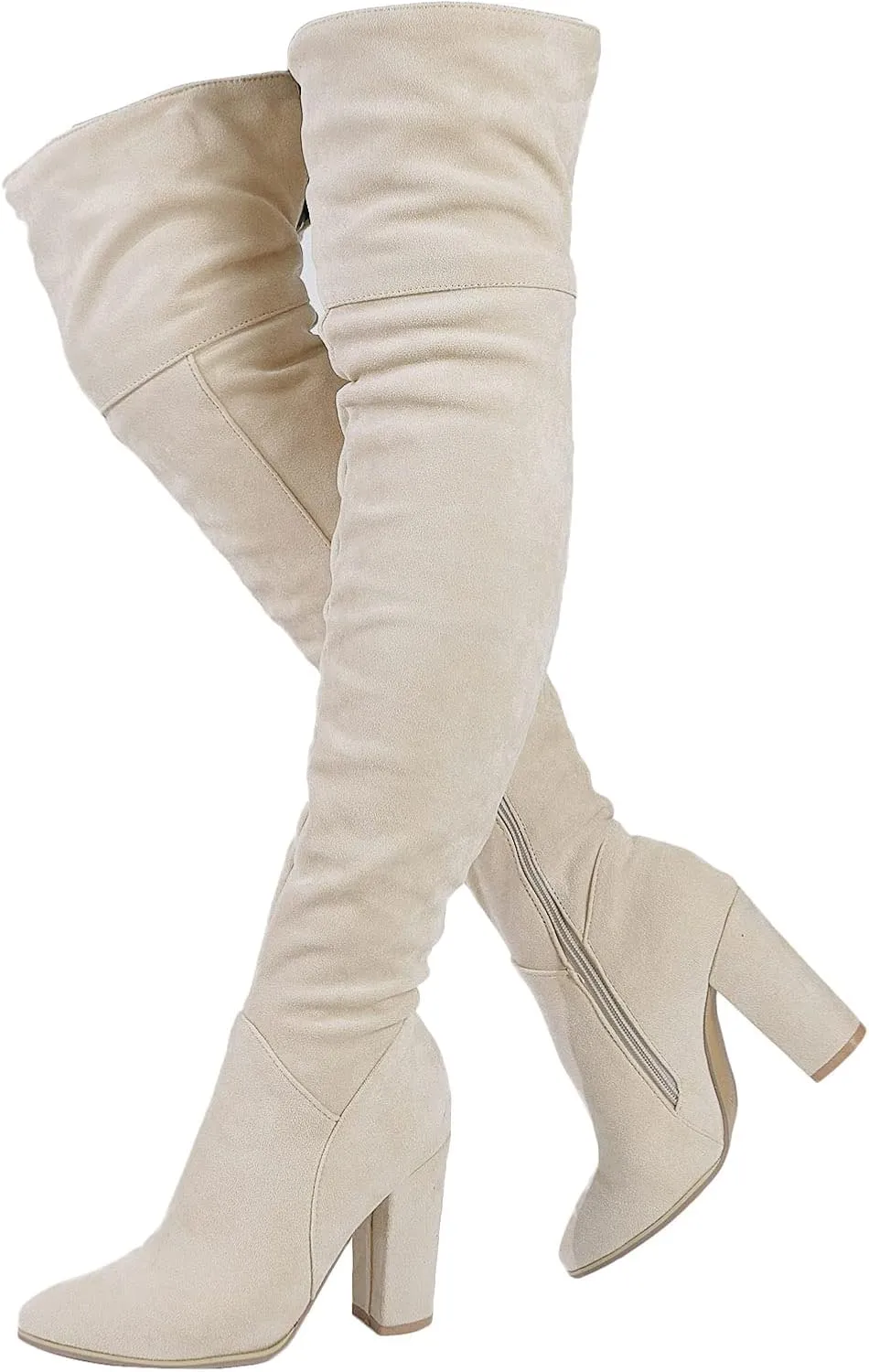 Erocalli Women's Knee High Boot Women Suede Thigh Boot Fashion Chunky Block High Heel Long Boots