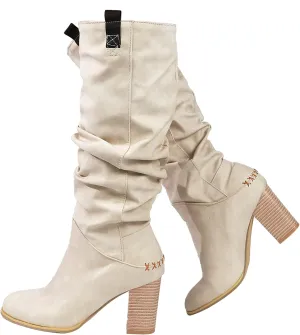 Erocalli Women's Knee High Boot Women Suede Thigh Boot Fashion Chunky Block High Heel Long Boots