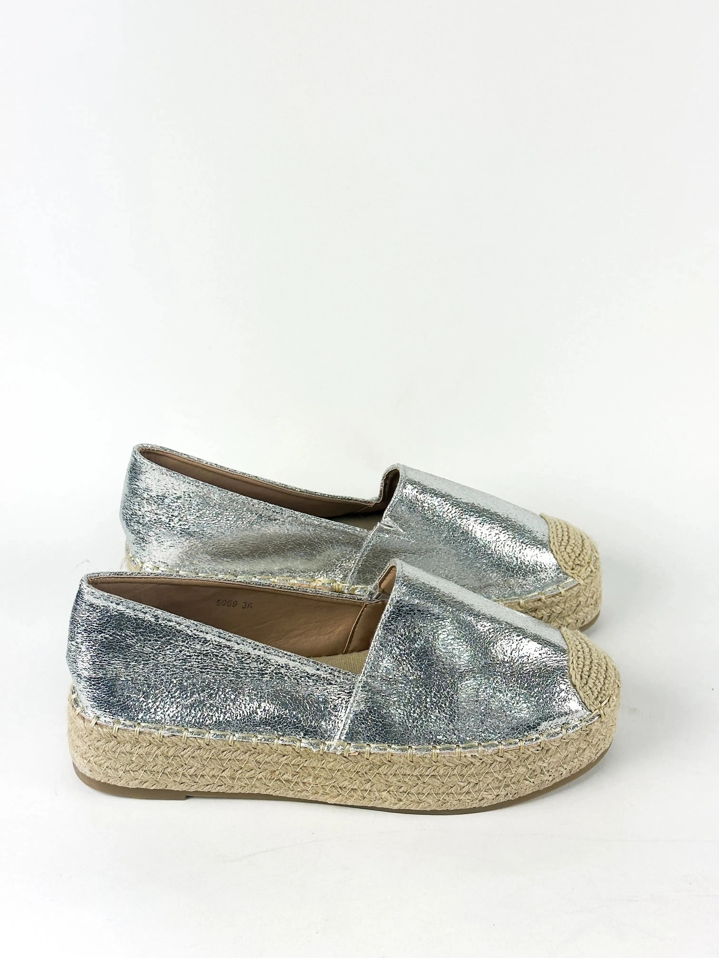 ESPADRILLES COMPENSÉES - ARGENTÉ