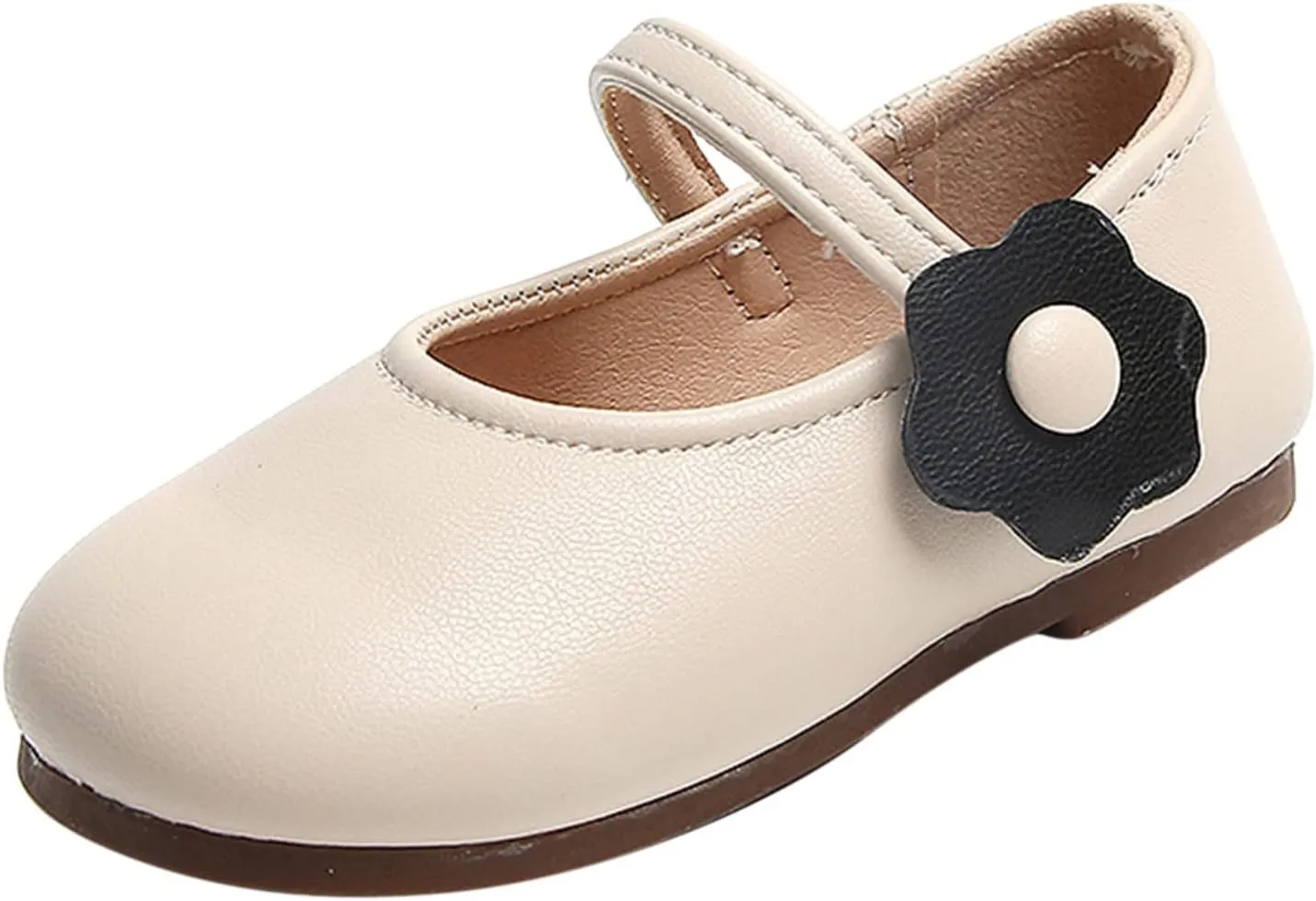 Fashion Autumn Girls Casual Shoes Flat Lightweight Solid Color Flower Hook Loop Dress Shoes Simple Toddler Boots 6