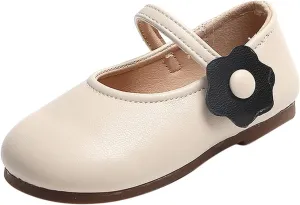 Fashion Autumn Girls Casual Shoes Flat Lightweight Solid Color Flower Hook Loop Dress Shoes Simple Toddler Boots 6
