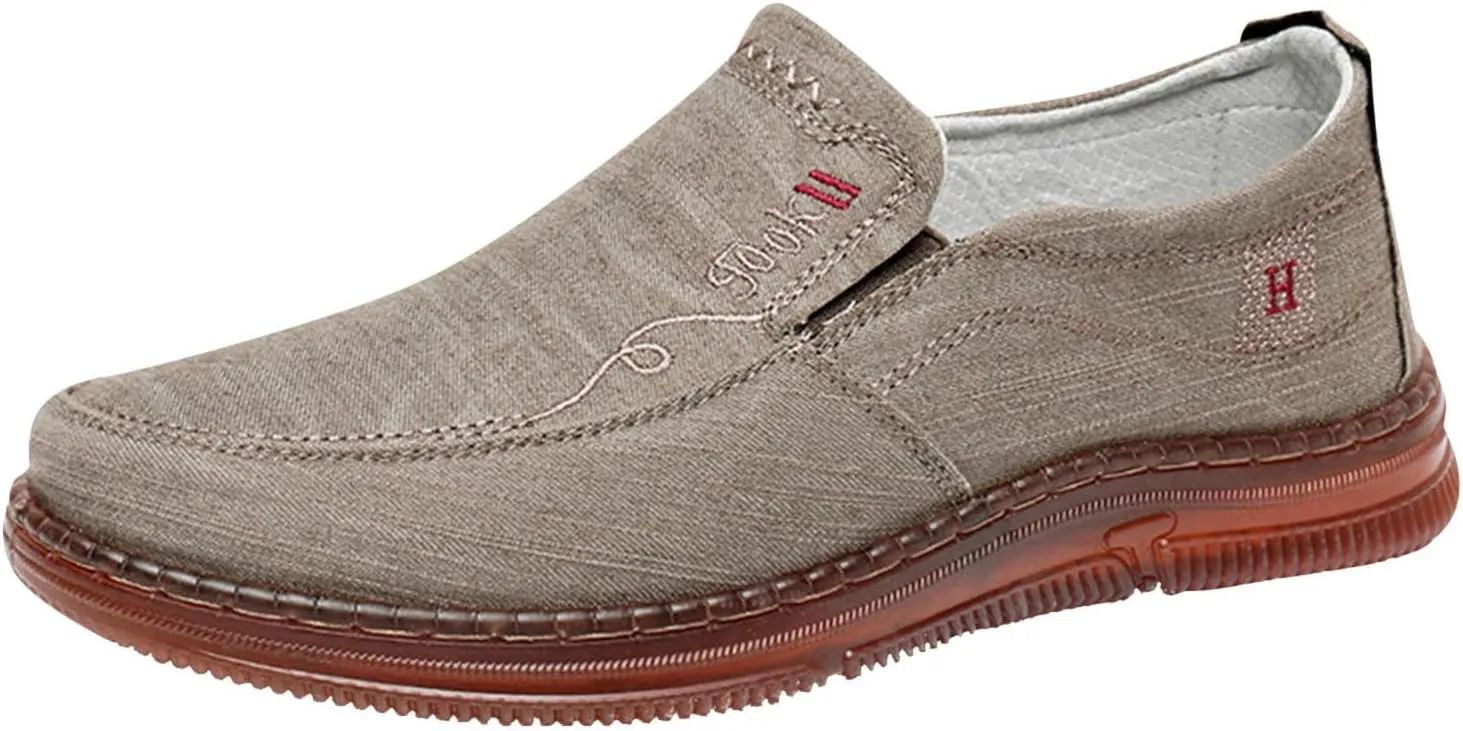 Fashion Spring Summer Men Casual Shoes Flat Bottom Thick Sole Non Slip Solid Canvas Upper Slip On Comfortable Cool Shoes