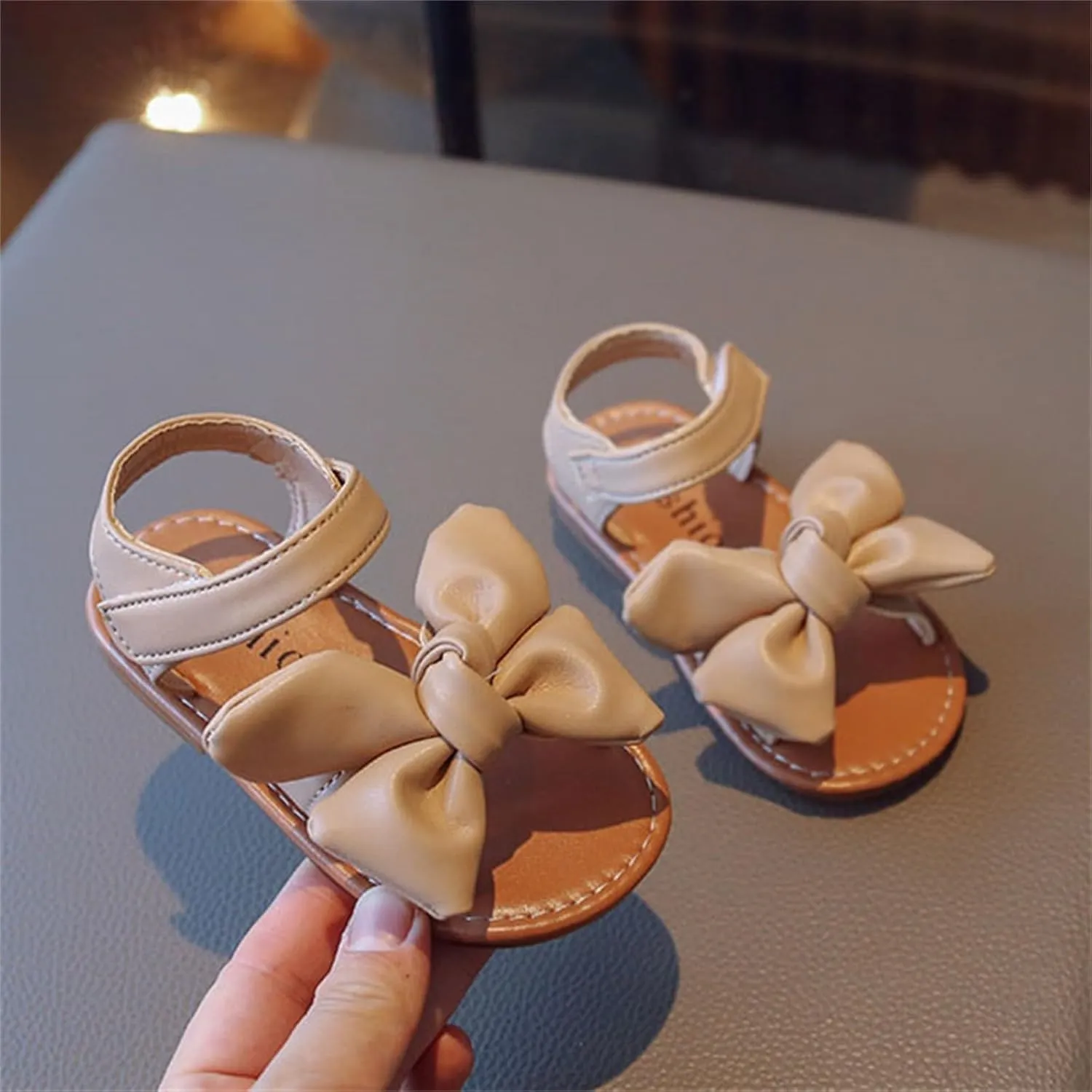 Fashion Spring Summer Toe Solid Color Bowknot Children Casual Shoes Kids Hiking Shoes